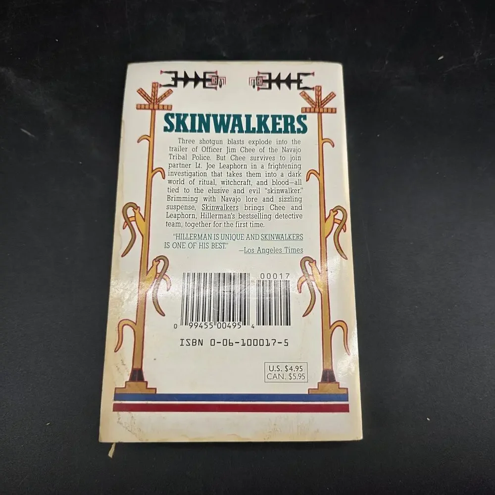 Tony Hillerman Skinwalkers First Harper Paperbacks Printing 1990 Mystery